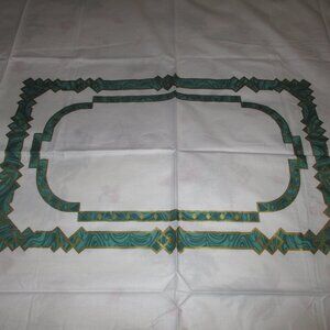 Christian Dior Green gold trim Tablecloth rectangle 80" x 58"